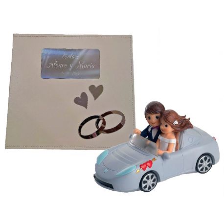 Libro firmas boda con grabación y figura novios coche