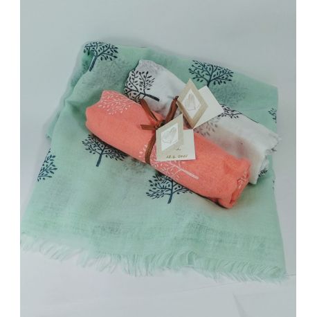  Pack 12 foulards *Árbol de la Vida* con Tarjeta/Libro Personalizada y Cinta en Rafia Papel - Regalo Ideal para Eventos